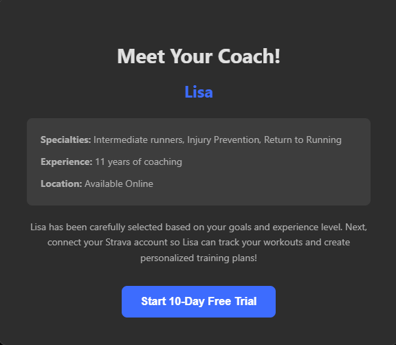 Coach matching process example